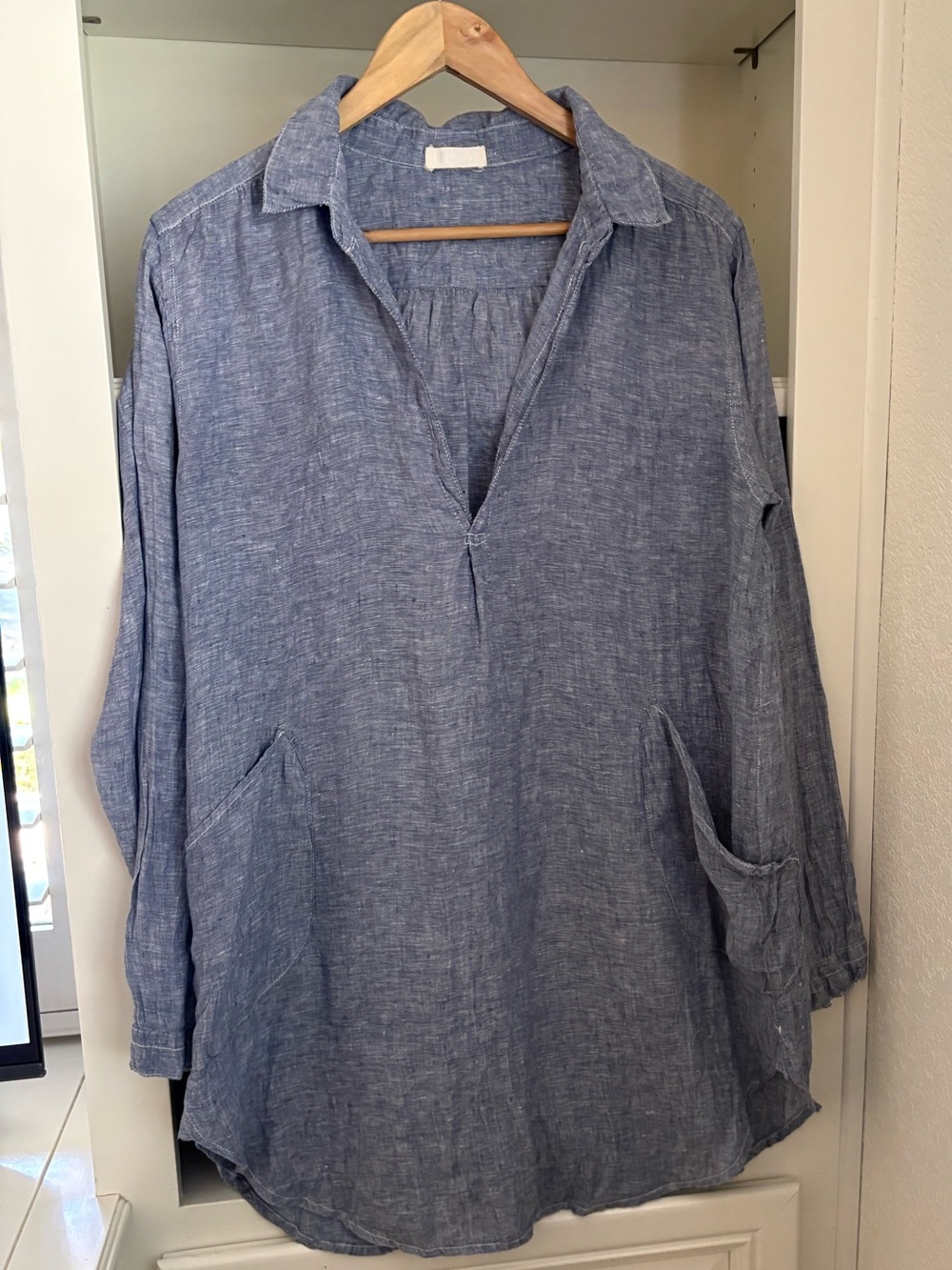 CP Shades Teton Linen Tunic Chambray Blue Size M
